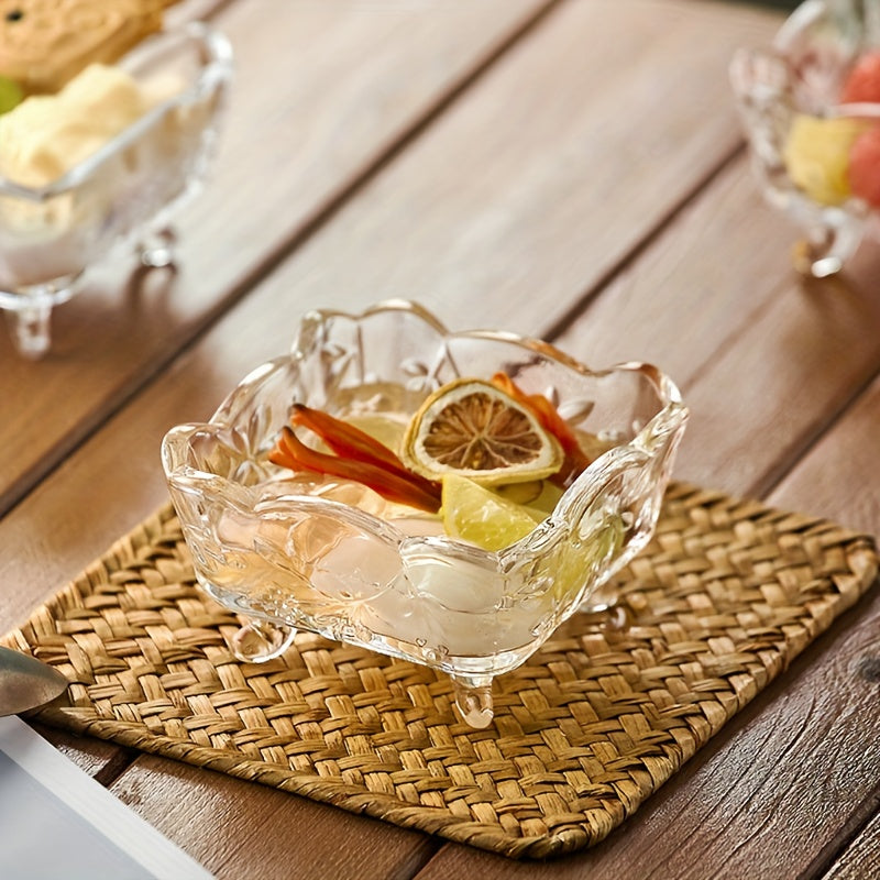 Spacious Transparent Candy Bowl -- A Decorative Crystal Container for Your Home, Kitchen, Or Office Table, Ideal for Holding Snacks, Dried Fruits, And. Can Be Reused And Refrigerated