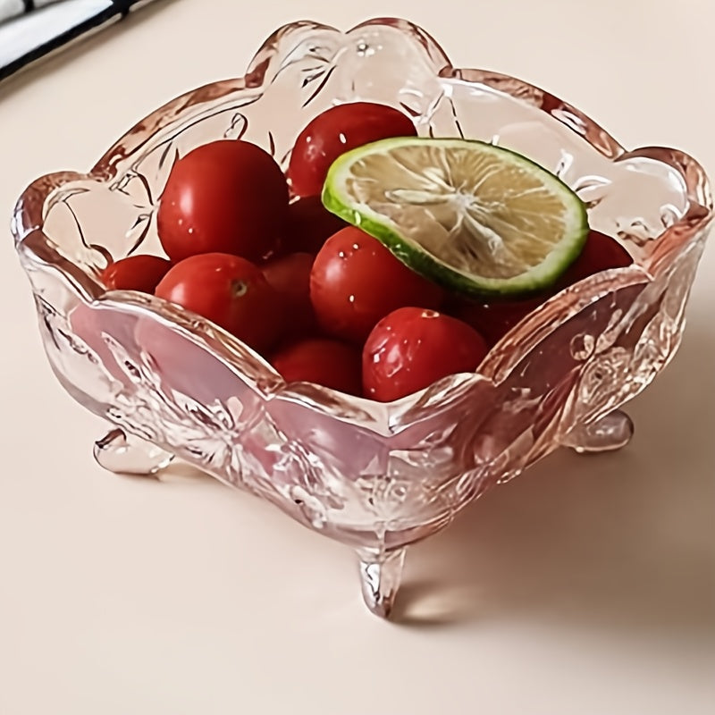 Spacious Transparent Candy Bowl -- A Decorative Crystal Container for Your Home, Kitchen, Or Office Table, Ideal for Holding Snacks, Dried Fruits, And. Can Be Reused And Refrigerated