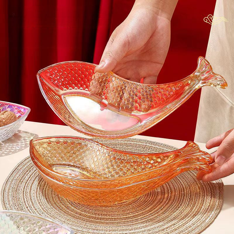 Annual Koi Fish Dish, Fruit Dish, Innovative Design, Reflective Shimmering Colors, Detailed Relief Fish Scales, Reinforced Candy Dish, Dried Fruit Dish, Home Snack Dish