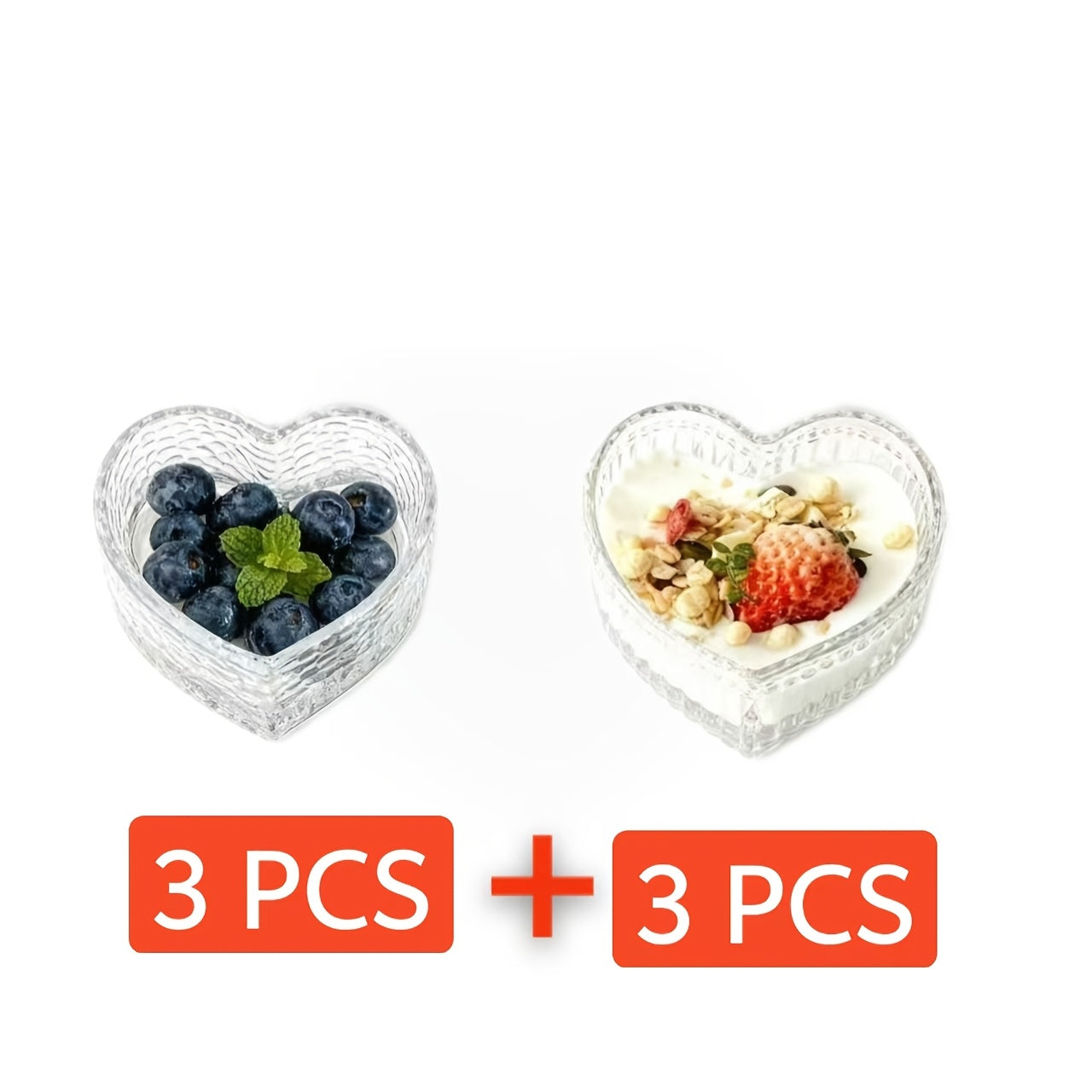 Heart-Shaped Glass Bowls Available in Sets of 6, 8, 12, Or 16, Perfect for Ice Cream, Jewelry, And Cakes. These Decorative Bowls Feature Lovely Designs And Serve As Small Dessert Plates Or Organizers for Additions