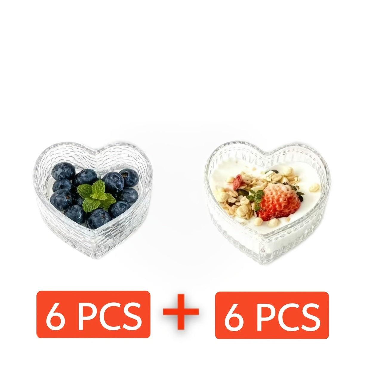 Heart-Shaped Glass Bowls Available in Sets of 6, 8, 12, Or 16, Perfect for Ice Cream, Jewelry, And Cakes. These Decorative Bowls Feature Lovely Designs And Serve As Small Dessert Plates Or Organizers for Additions