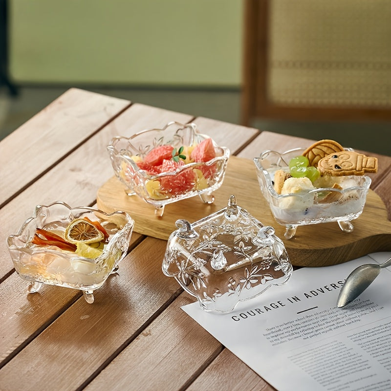 Spacious Transparent Candy Bowl -- A Decorative Crystal Container for Your Home, Kitchen, Or Office Table, Ideal for Holding Snacks, Dried Fruits, And. Can Be Reused And Refrigerated