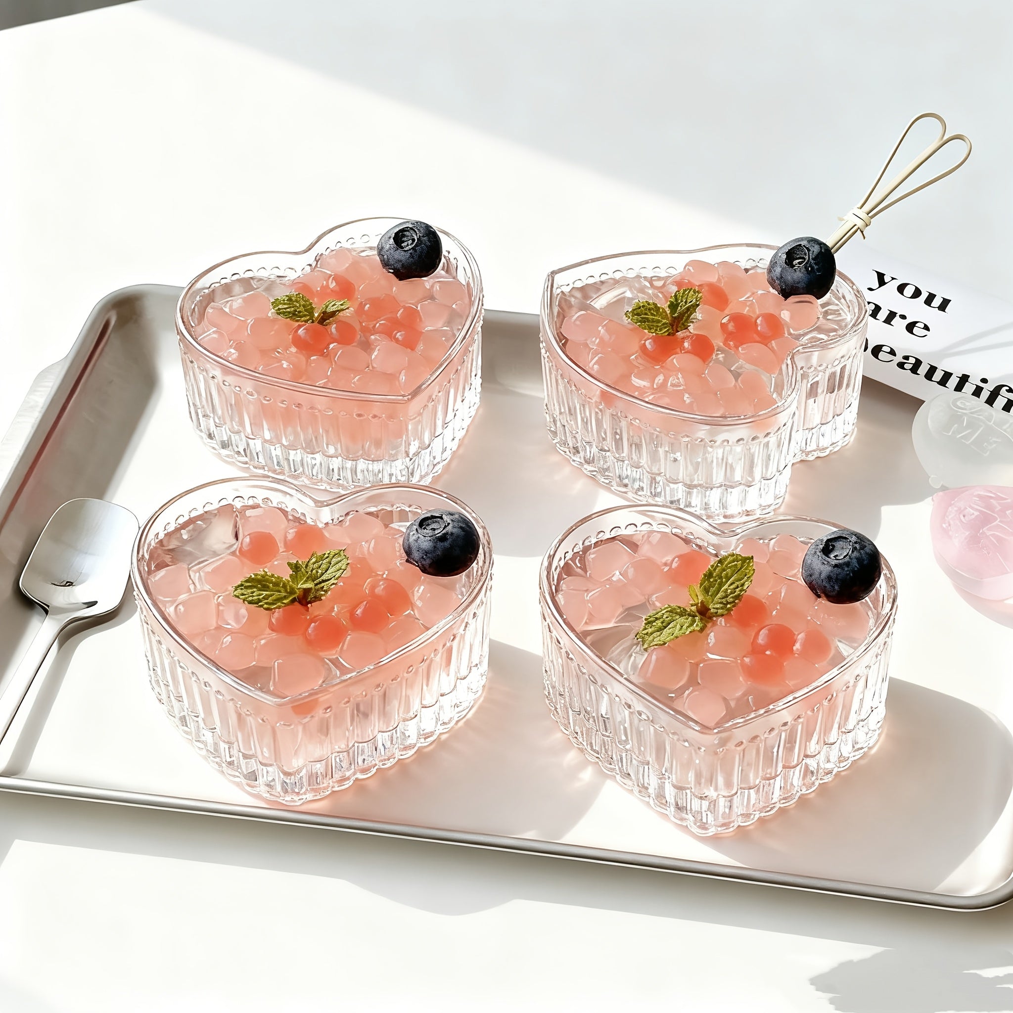 Heart-Shaped Glass Bowls Available in Sets of 6, 8, 12, Or 16, Perfect for Ice Cream, Jewelry, And Cakes. These Decorative Bowls Feature Lovely Designs And Serve As Small Dessert Plates Or Organizers for Additions