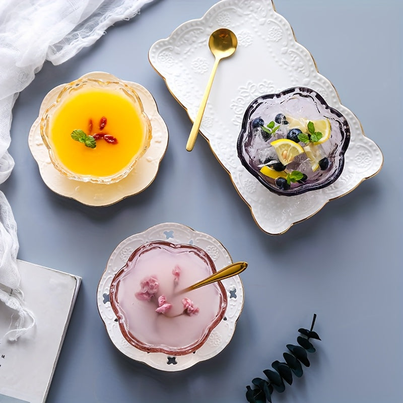 Simple Dining Room Glass Dessert Dishes Set Sugar Water Ice Cream Yogurt Bowl Bird'S Nest Snack Bowl Mianmian Ice Bowl Exquisite