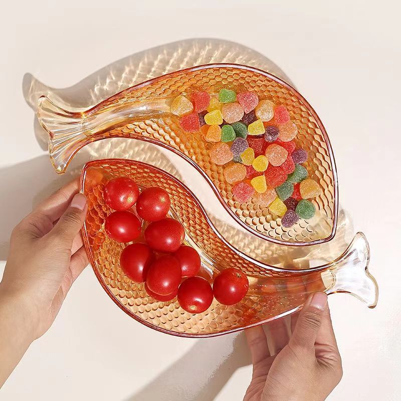 Annual Koi Fish Dish, Fruit Dish, Innovative Design, Reflective Shimmering Colors, Detailed Relief Fish Scales, Reinforced Candy Dish, Dried Fruit Dish, Home Snack Dish