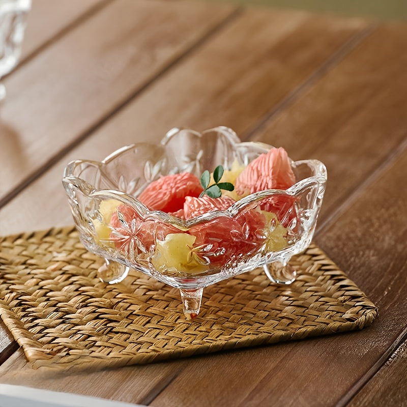 Spacious Transparent Candy Bowl -- A Decorative Crystal Container for Your Home, Kitchen, Or Office Table, Ideal for Holding Snacks, Dried Fruits, And. Can Be Reused And Refrigerated