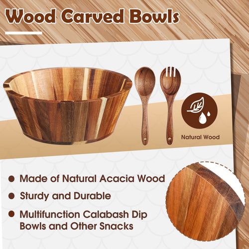 12 Acacia Wood Salad Bowl | Durable And Stylish Natural Wood Dining Accessory For Salads, Pasta, Fruits, Kitchen Essential